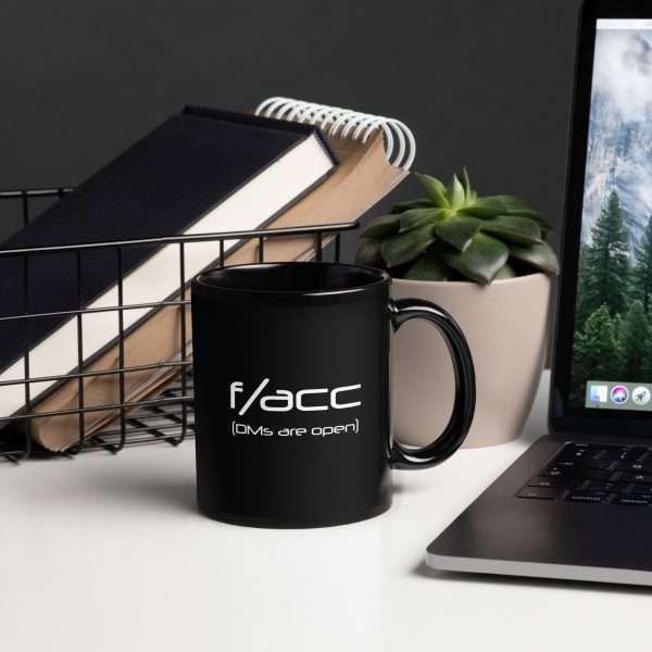 f/acc (DMS are open) - Black Glossy Mug - Image 2